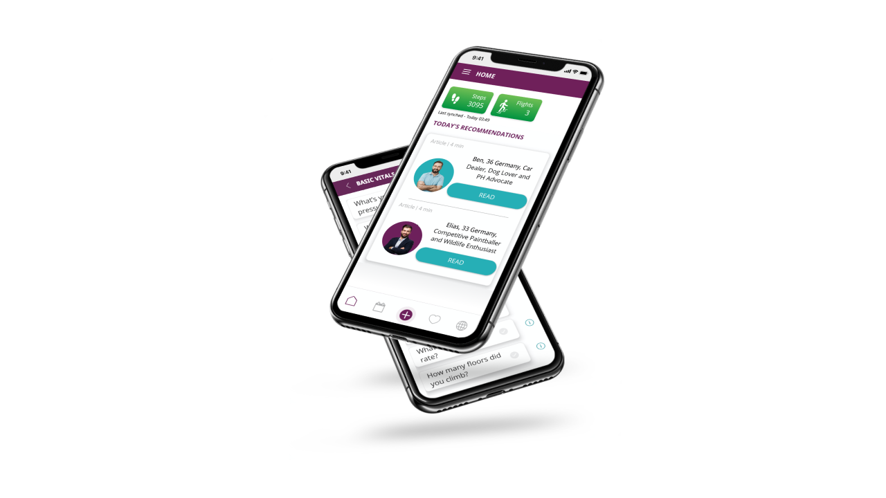 Two different screens of the PH Human app