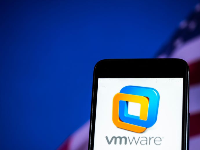 VMWare logo displayed on a smartphone screen