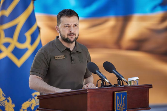 Photo of President of Ukraine, Volodymyr Zelensky, in his Kiev office