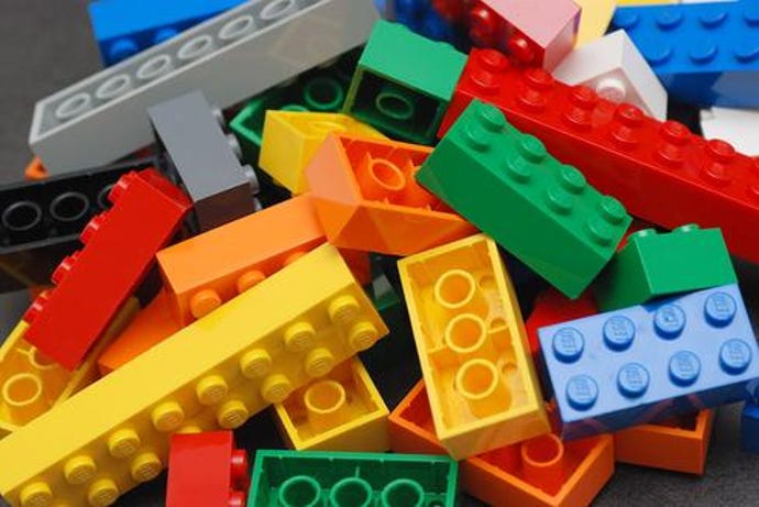 A photo of a loose pile of variously colored Lego bricks