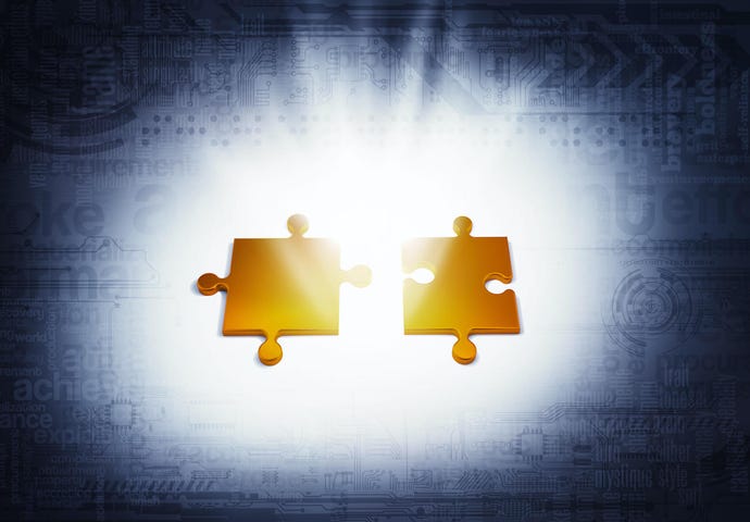 two puzzle pieces coming together