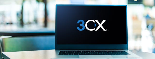 Laptop computer displaying logo of 3CX, an international VoIP IPBX software developer