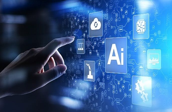 a person's hand hovering before a screen with a selection of options, one of them being AI.