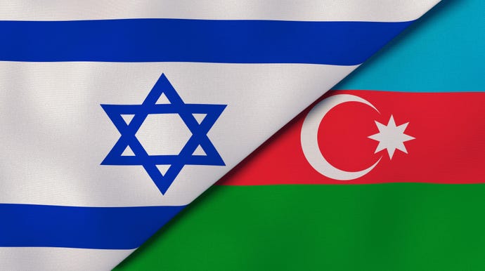 The Azerbaijan and Israeli flags