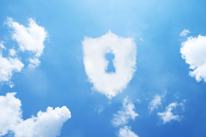Concept image of security cloud form in the sky