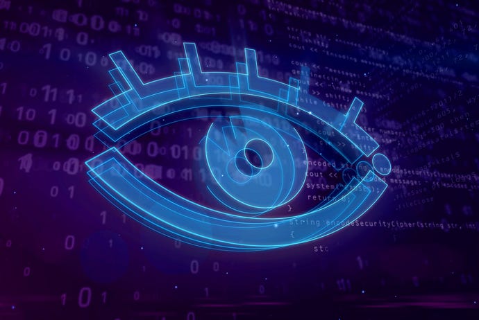 Eye on a digital background -- privacy concept art