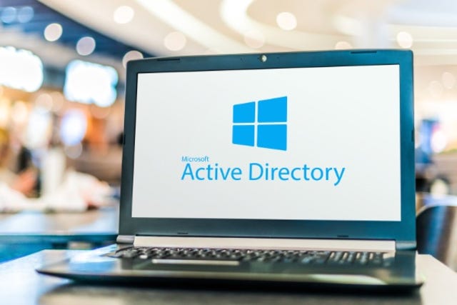 Laptop screen showing Active Directory