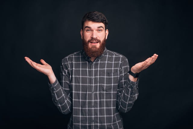 Man shrugs like he's saying "I don't know."