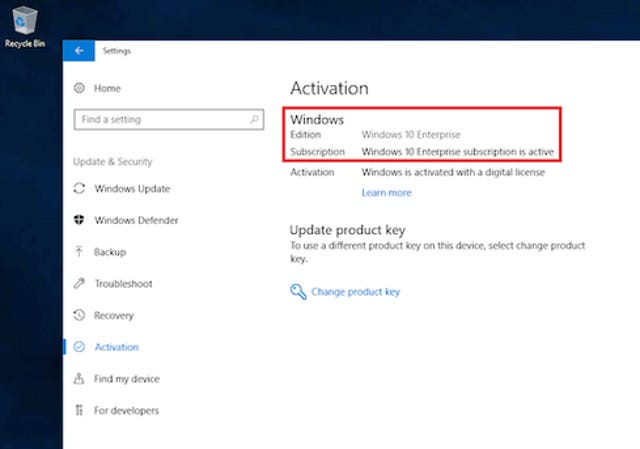 Windows 10 Subscription Activation