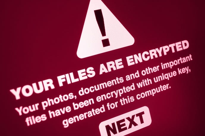Ransomware message on screen