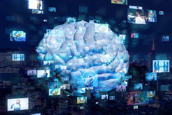 Brain on a digital background -- AI concept art