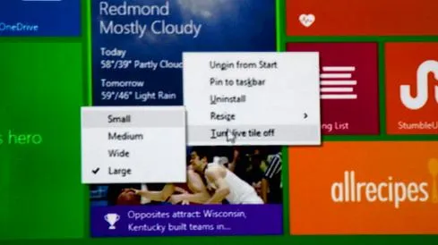 The Modern UI will soon include right-click context menus.