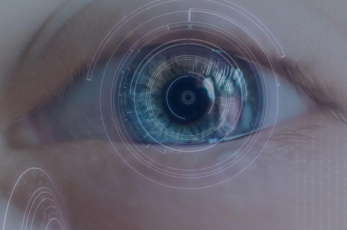 an image of an eye with digital imaging on it indicating some sort of spyware.