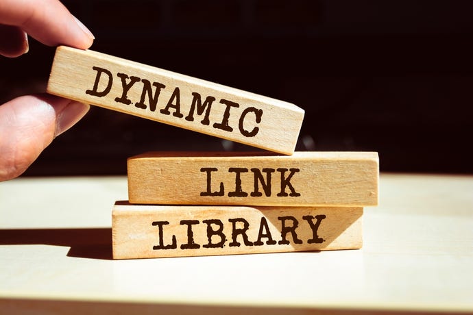 Wooden blocks with the words "Dynamic Link Library."