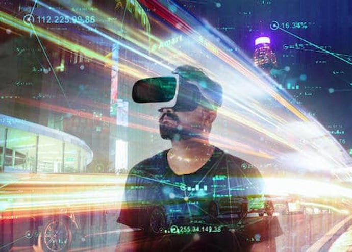 Man using a metaverse headset