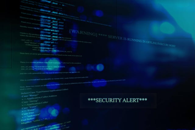 Security alert on a computer system or server