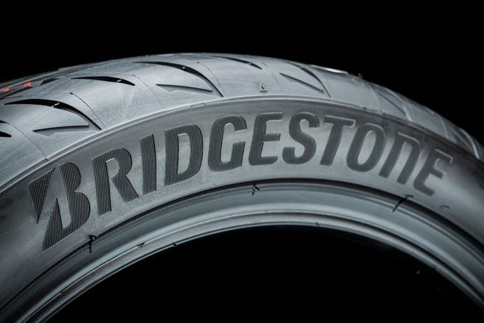 Tire with Bridgestone logo