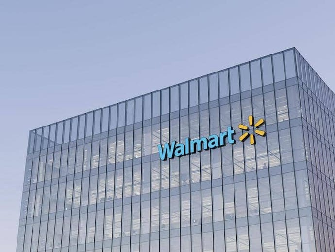 Walmart logo on Glass office building