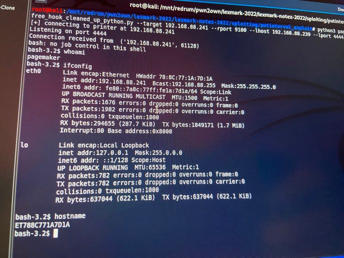 reverse shell on a printer in ZDI's Pwn2Own contest