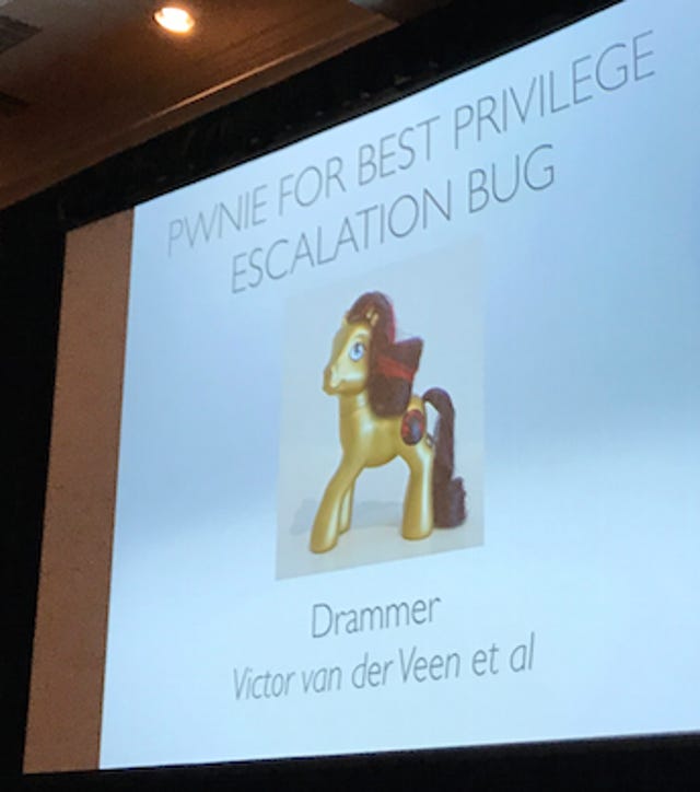 Best Privilege Escalation Bug: Drammer (Victor van der Veel et al)