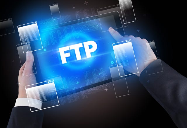 The words FTP on a computer screen
