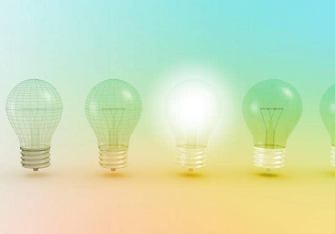 light bulbs before a light blue background