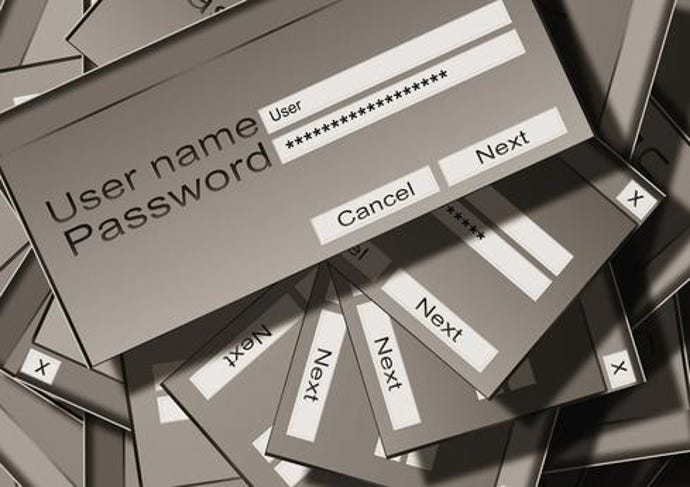 Illustration of a pile of password-based login boxes, monochrome