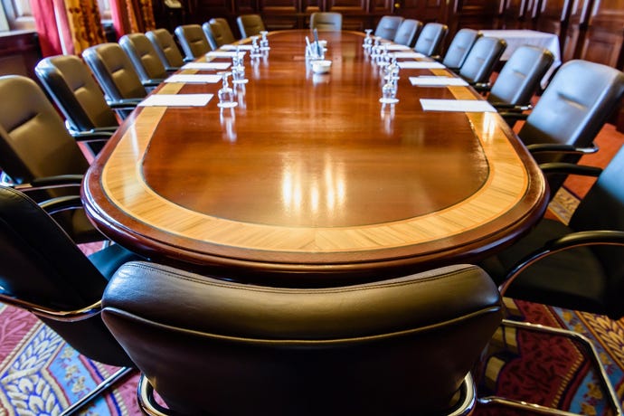 Empty boardroom table 