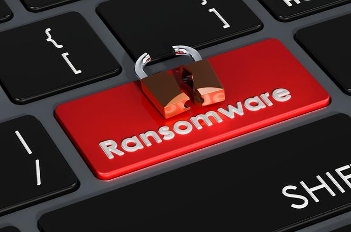 Ransomware red button on keyboard