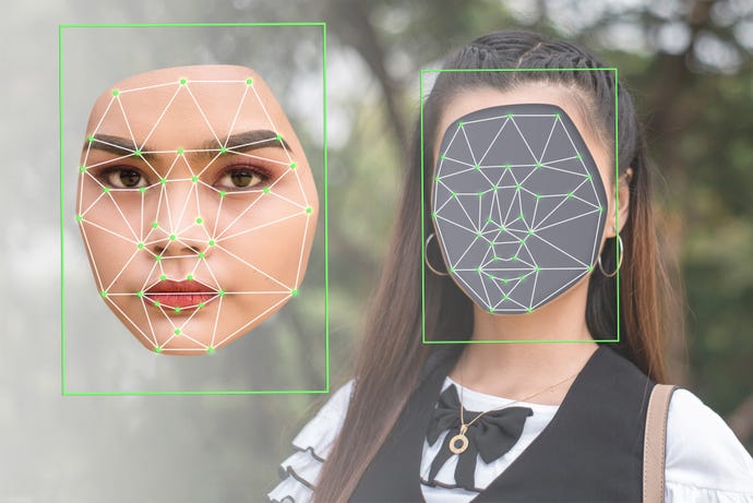picture of a face being digitally scanned to imply a deepfake video is being created