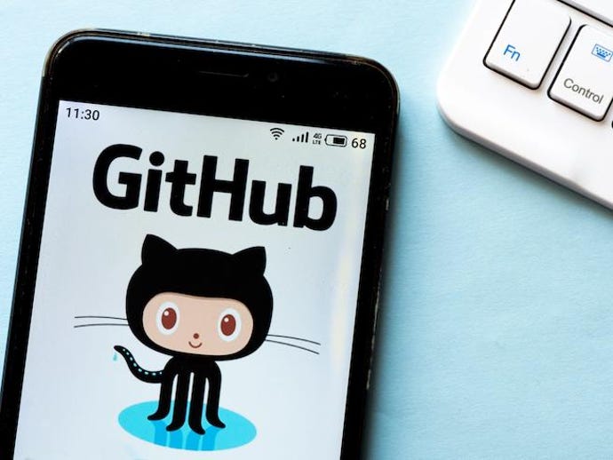 Picture of GitHub website on mobile phone