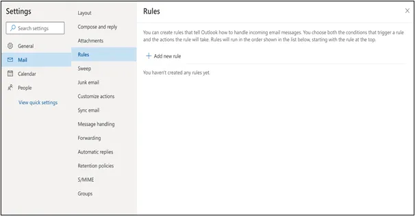 Figure 2. Forwarding rules don’t appear in searches through common interfaces. 