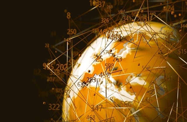globe with data analytics
