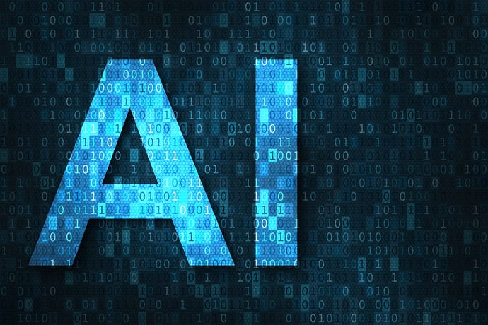 "AI" on a digital background