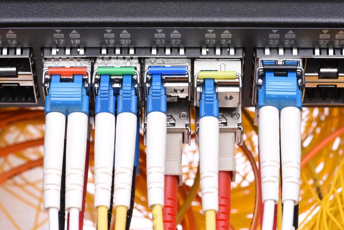 Data center lines plugged into ports