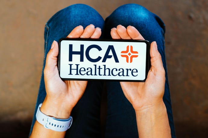 HCA healthcare logo on mobile device screen