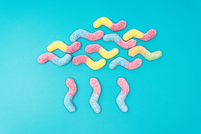 candy worms in the shape of a cloud