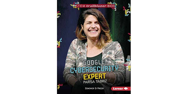 Photo of Parisa Tabriz, a smiling Iranian-American woman with shoulder-length brown hair and wearing a cardigan