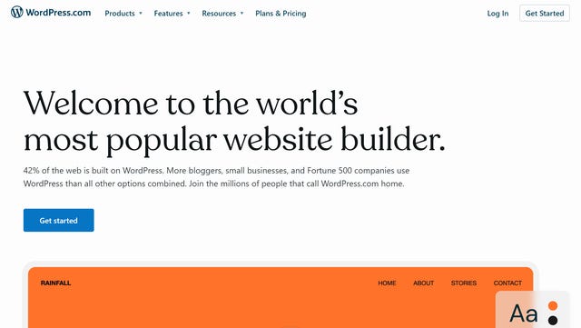 Screenshot of the WordPress website, which can help create e-portfolios.