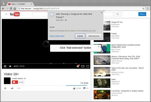 Fake YouTube extension that is part of the Nigelthorn malware\r\n(Source: Radware)\r\n