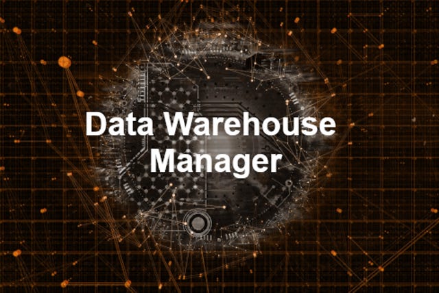 abstract data science with data warehouse manager label