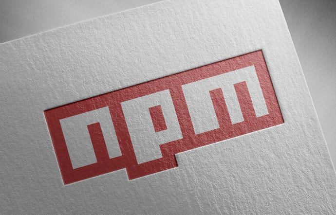 Logo for the npm software package repository.
