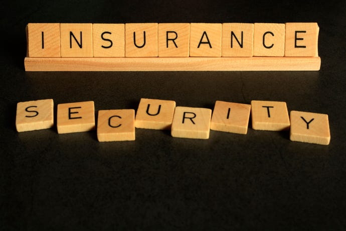 scrabble tiles positioned to read insurance and security