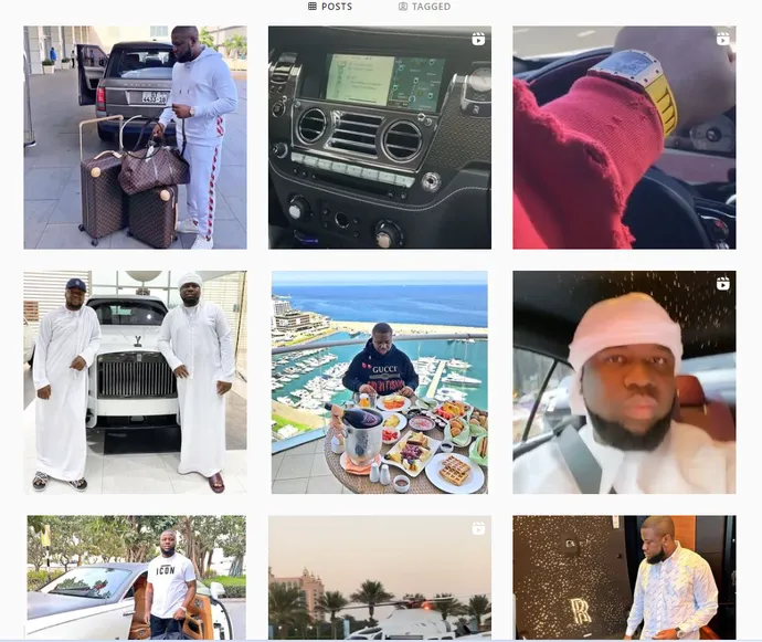 Hushpuppi fan page on Instagram.