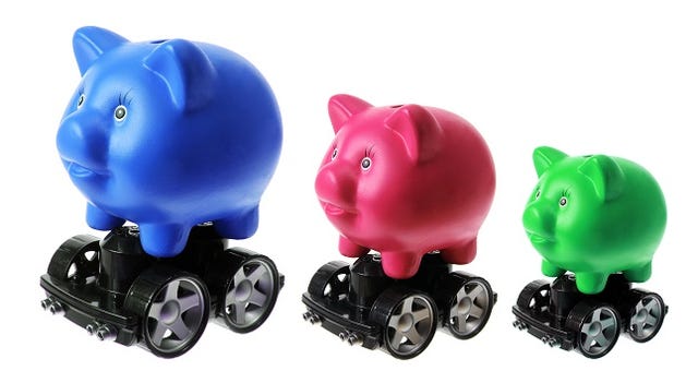 piggy banks with wheels