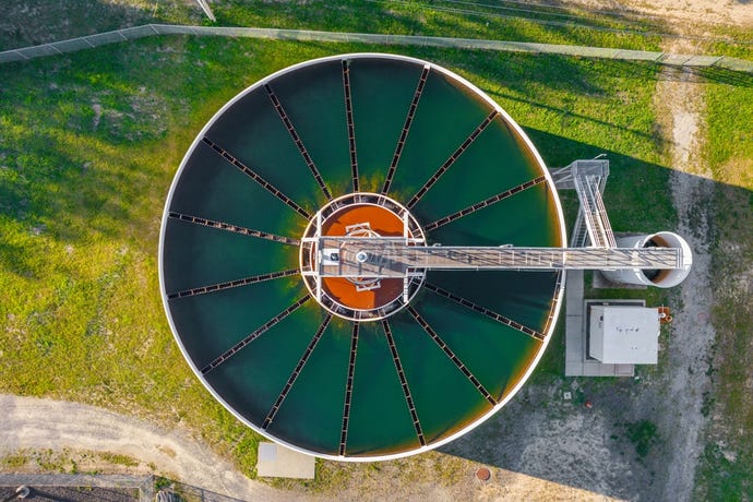 aerial view of water treatment facility