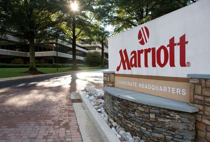 Sign in front of Marriott corporate headquarters