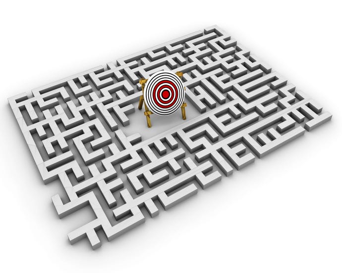 Illustration of a target set up in the middle of a maze