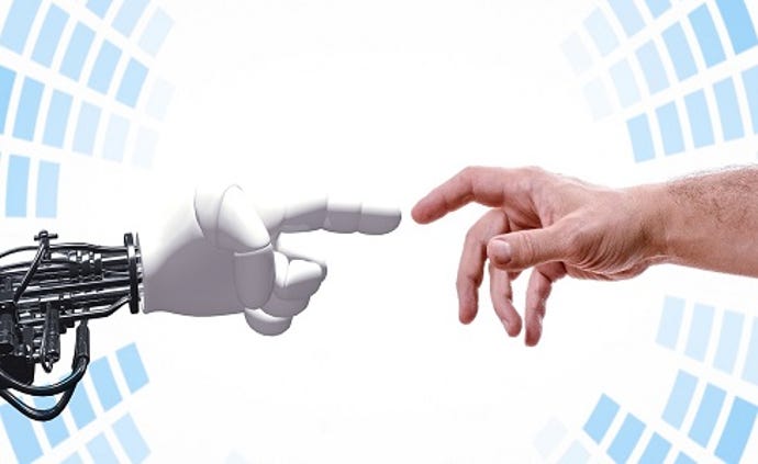 robot and human touching fingers